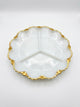 Mid-Century FIRE KING Milk Glass  Divided Serving Dish 22K Gold Trim