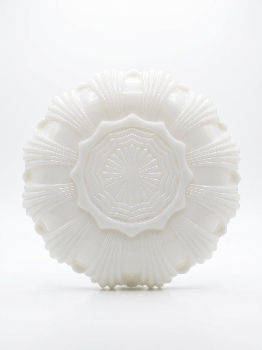 Mid-Century FIRE KING Milk Glass  Divided Serving Dish 22K Gold Trim