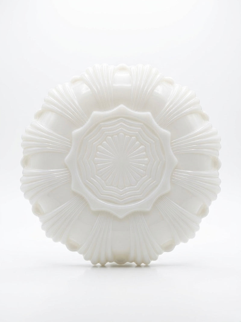 Mid-Century FIRE KING Milk Glass  Divided Serving Dish 22K Gold Trim