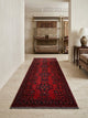 Authentic Hand-Knotted Afghan Mohamedi Runner Rug | 200cm × 80cm | Geometric | Traditional