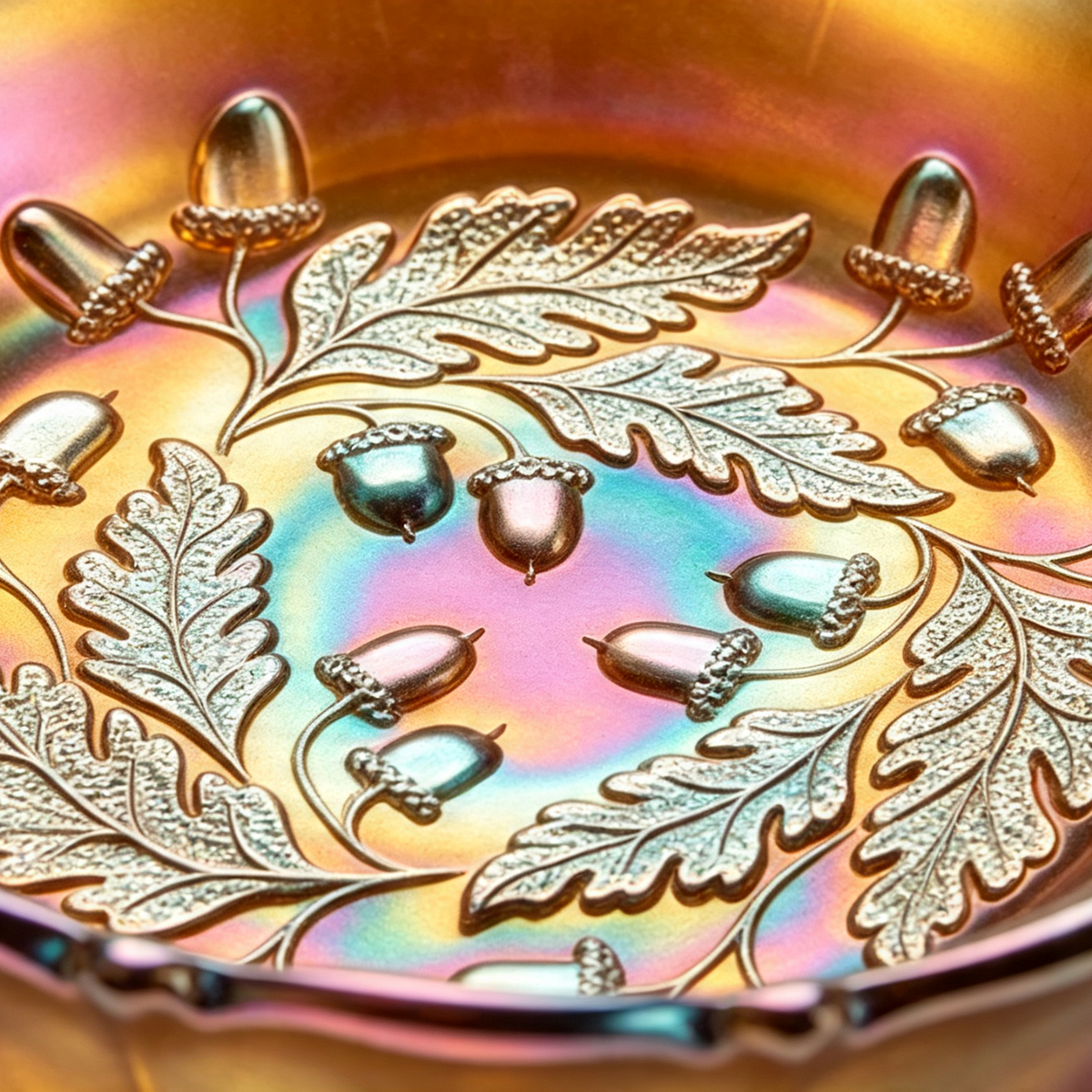Antique Fenton Acorn Burrs Marigold Carnival Glass Bowl