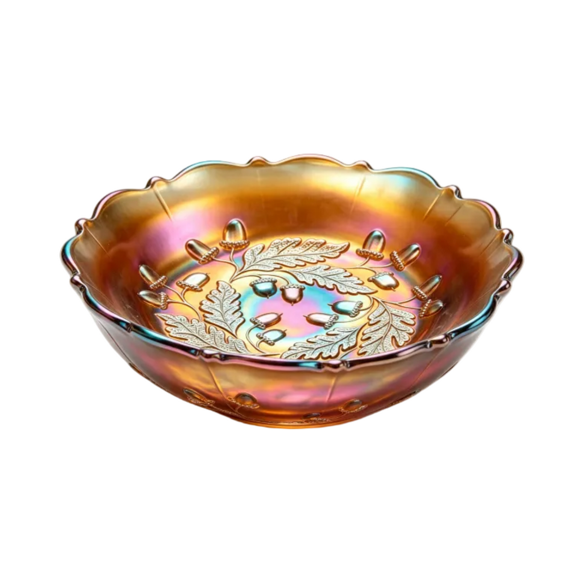 Antique Fenton Acorn Burrs Marigold Carnival Glass Bowl
