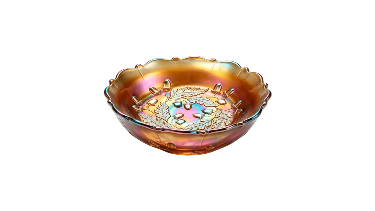 Antique Fenton Acorn Burrs Marigold Carnival Glass Bowl