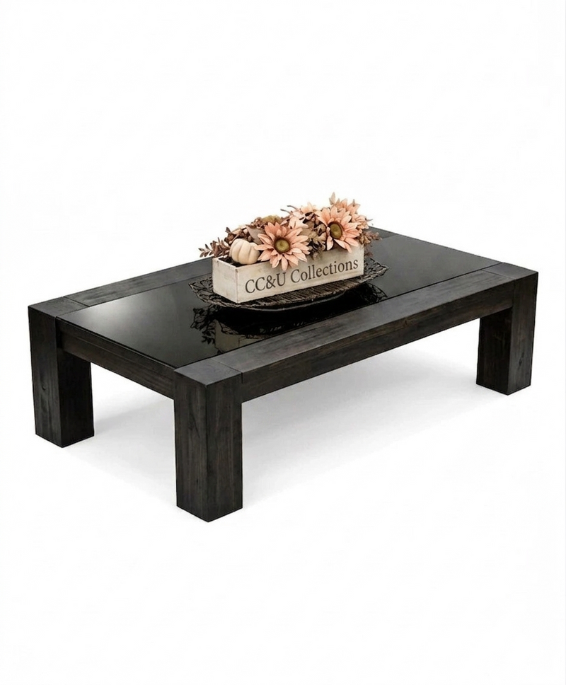 Adriatic Furniture Bravo Coffee Table | Solid Wood & Black Glass 130cm