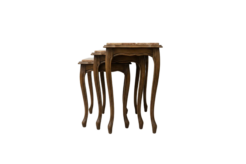 Louis XV Style Set of 3 Marble Top Nesting Tables