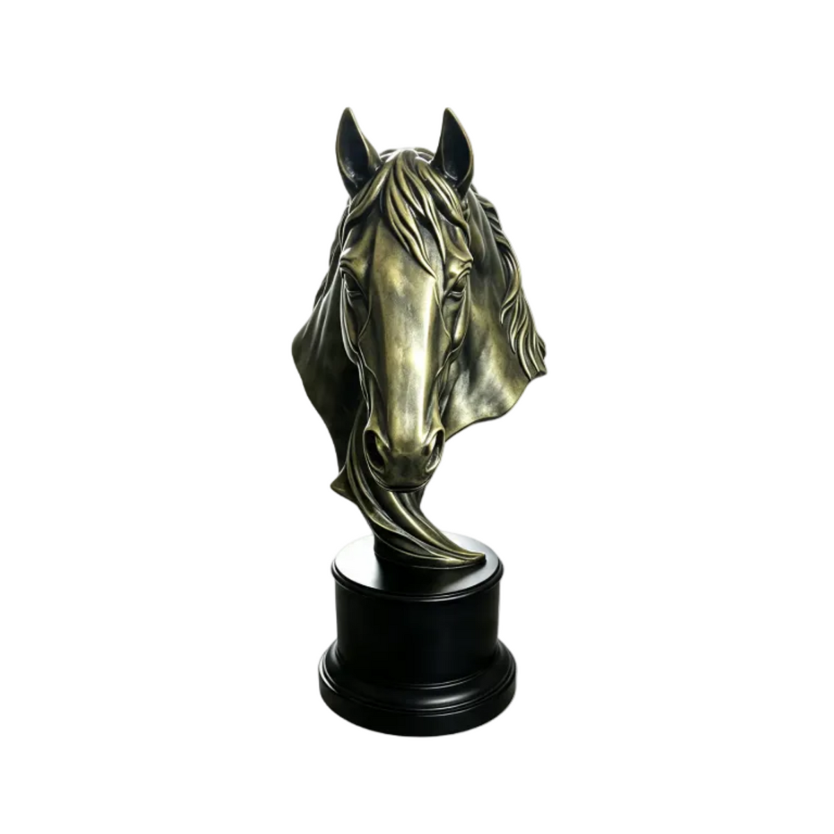 Large Faux Bronze Horse Head Sculpture Equestrian Decor