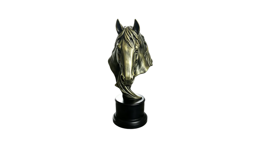 Large Faux Bronze Horse Head Sculpture Equestrian Decor