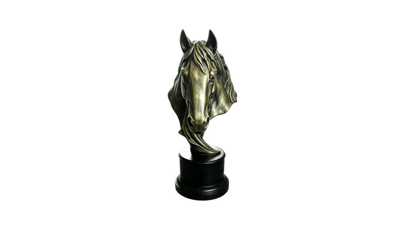 Large Faux Bronze Horse Head Sculpture Equestrian Decor