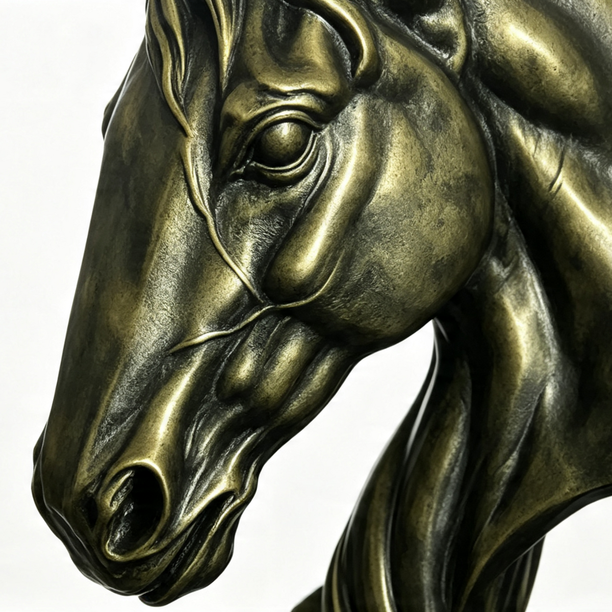 Large Faux Bronze Horse Head Sculpture Equestrian Decor
