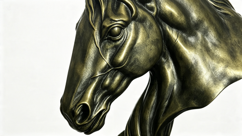 Large Faux Bronze Horse Head Sculpture Equestrian Decor
