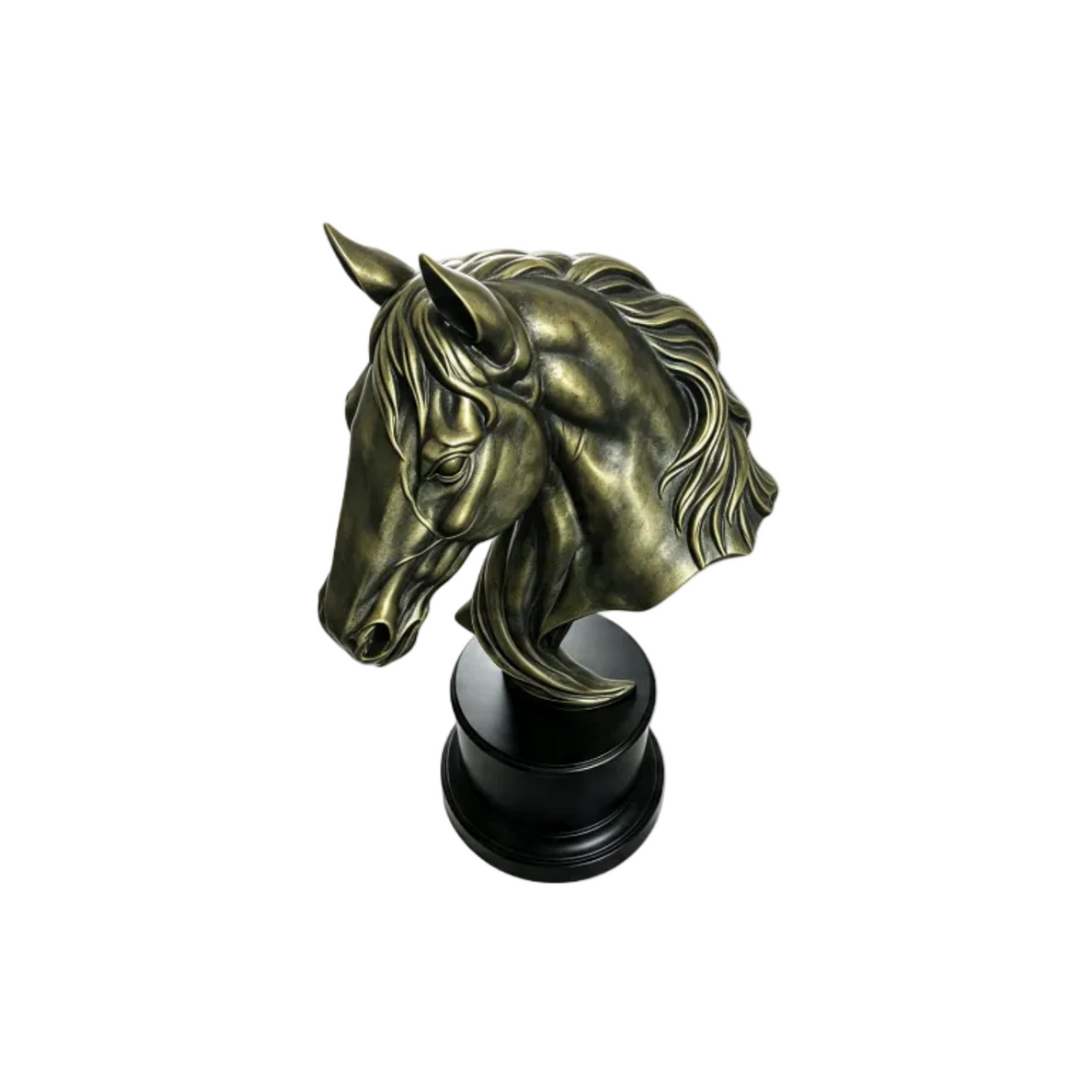 Large Faux Bronze Horse Head Sculpture Equestrian Decor