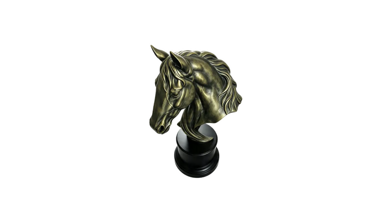 Large Faux Bronze Horse Head Sculpture Equestrian Decor