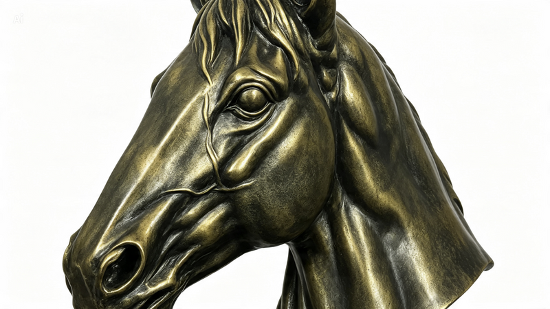 Large Faux Bronze Horse Head Sculpture Equestrian Decor