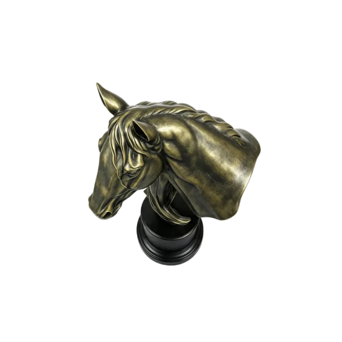 Large Faux Bronze Horse Head Sculpture Equestrian Decor