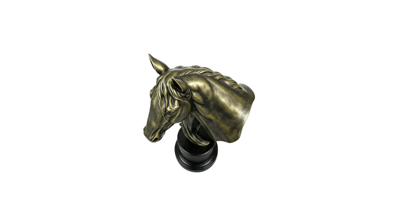 Large Faux Bronze Horse Head Sculpture Equestrian Decor