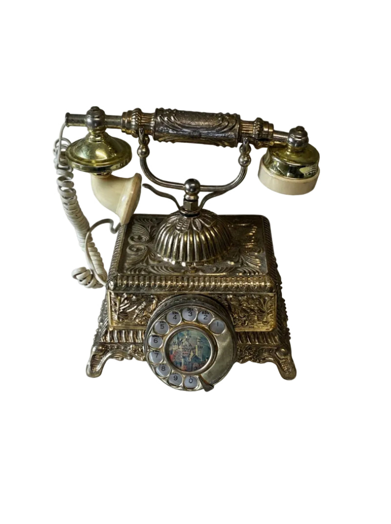 Vintage Ornate Brass Rotary Telephone – Antique Style