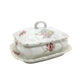 Antique Victorian Floral Porcelain Lidded Butter Dish With Underplate — Star Mark, Germany c.1850