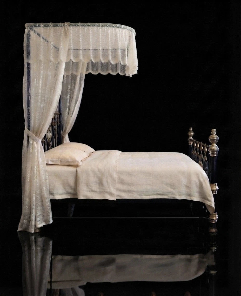 Antique Victorian Brass & Cast Iron Half Tester Bed