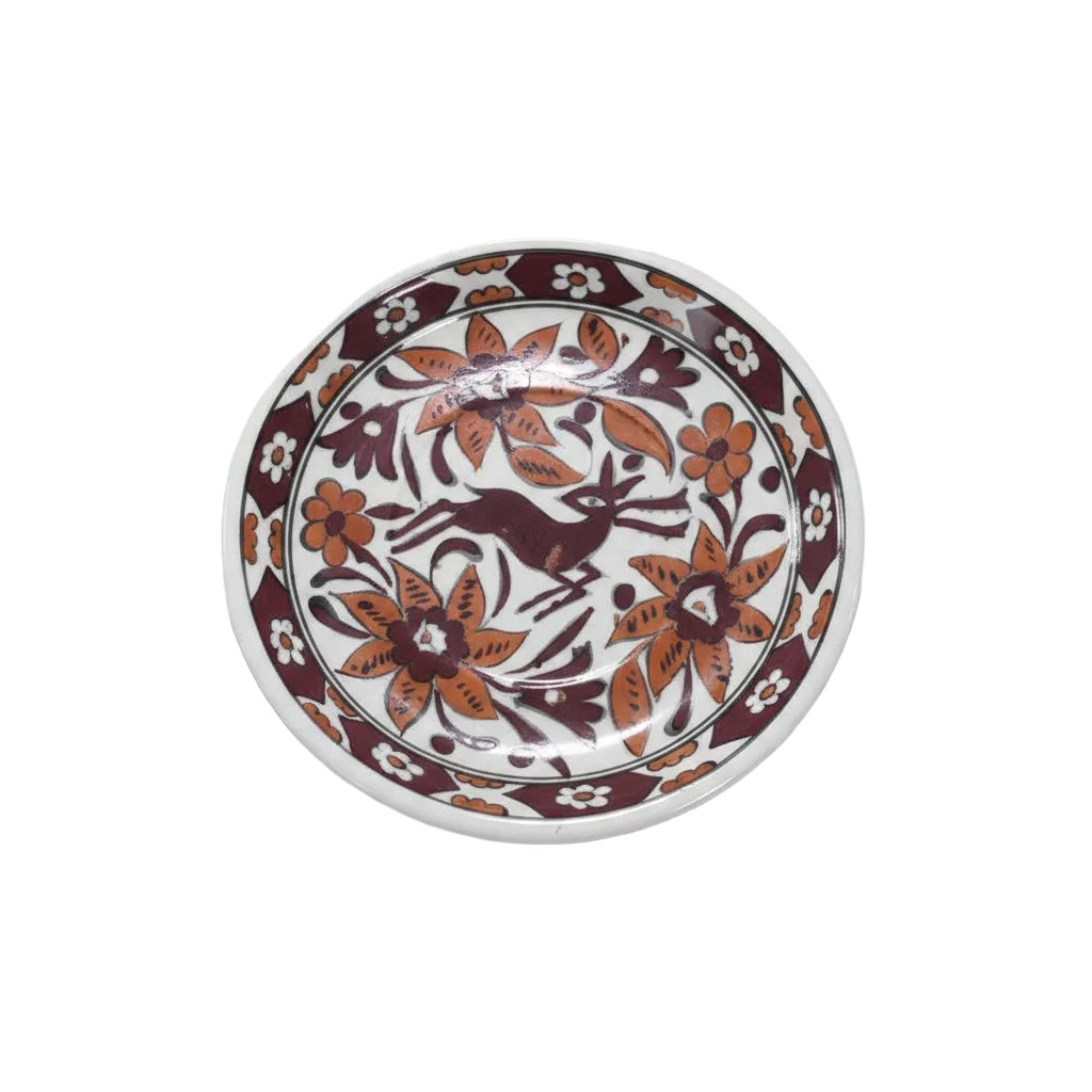 Vintage Lindos Pottery Rhodes Hand Painted Deer Dish