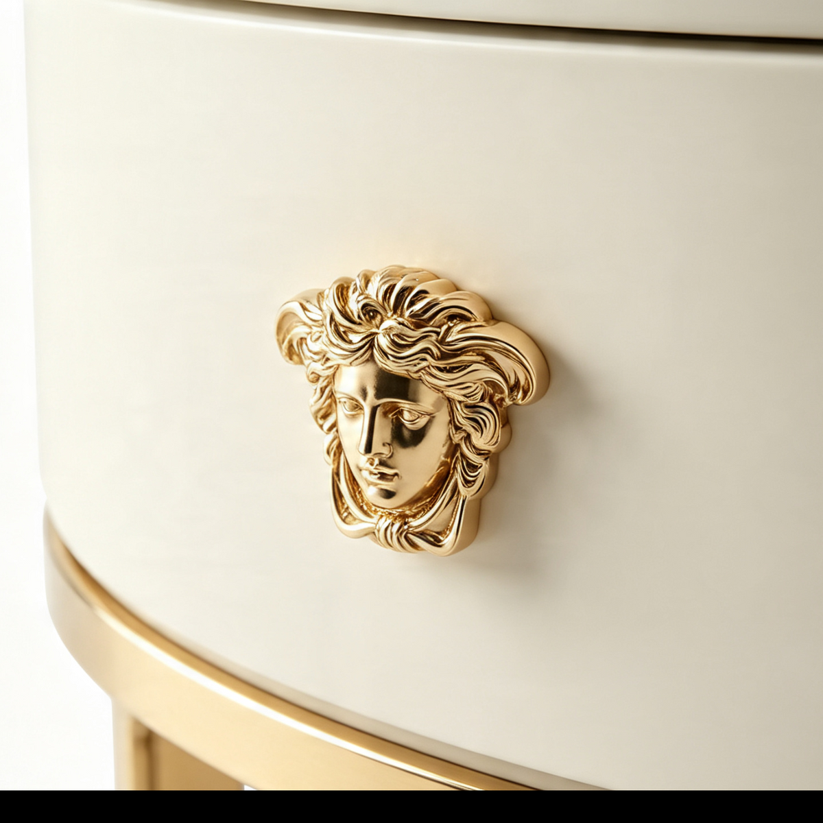 Pair Designer Inspired Bedside Tables Medusa Head