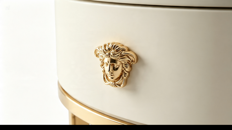 Pair Designer Inspired Bedside Tables Medusa Head