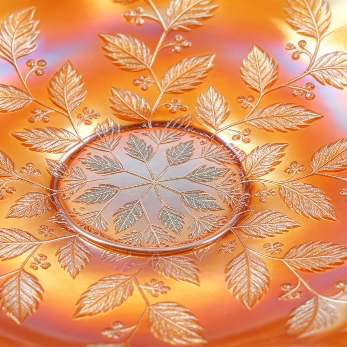 Fenton Holly Marigold Carnival Glass Ruffled Bowl