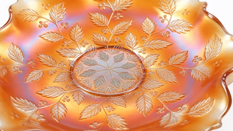 Fenton Holly Marigold Carnival Glass Ruffled Bowl