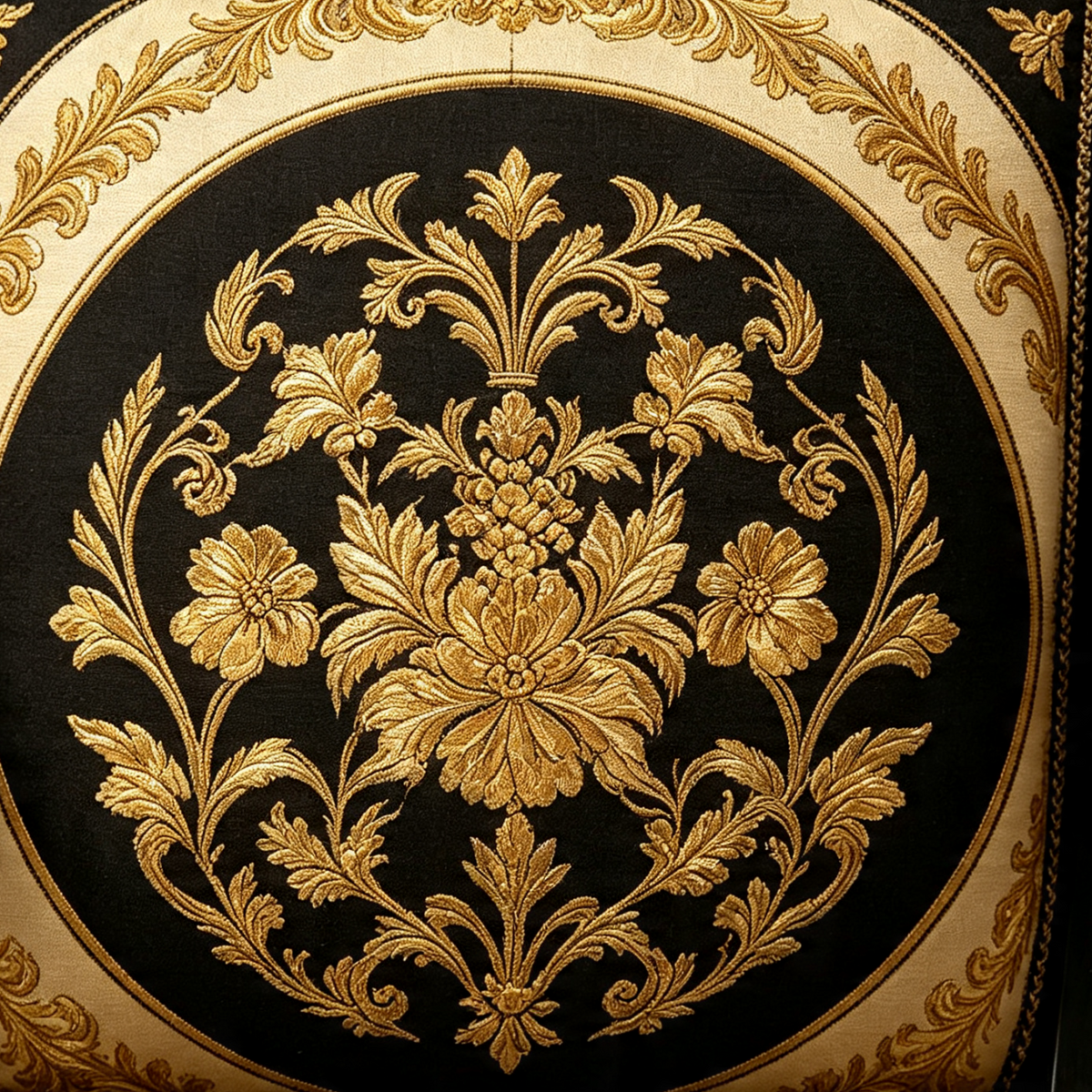 Designer Inspired Armchair Black Gold Baroque Floral