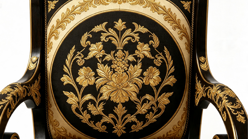 Designer Inspired Armchair Black Gold Baroque Floral