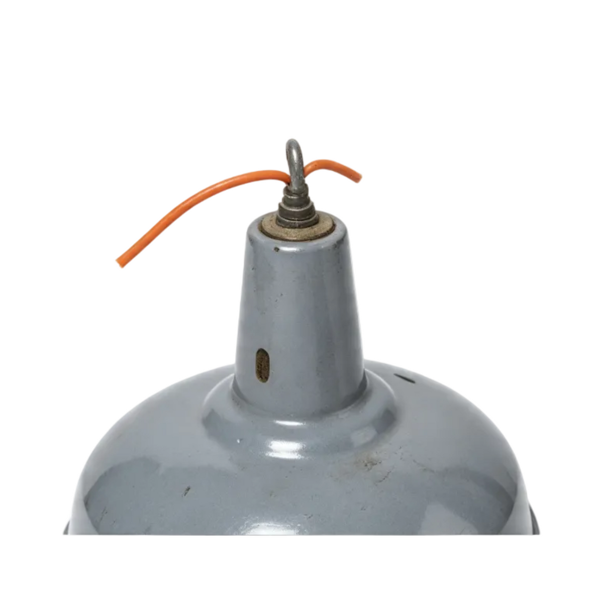 Pair Vintage Industrial Grey Enamel Pendant Light Shade