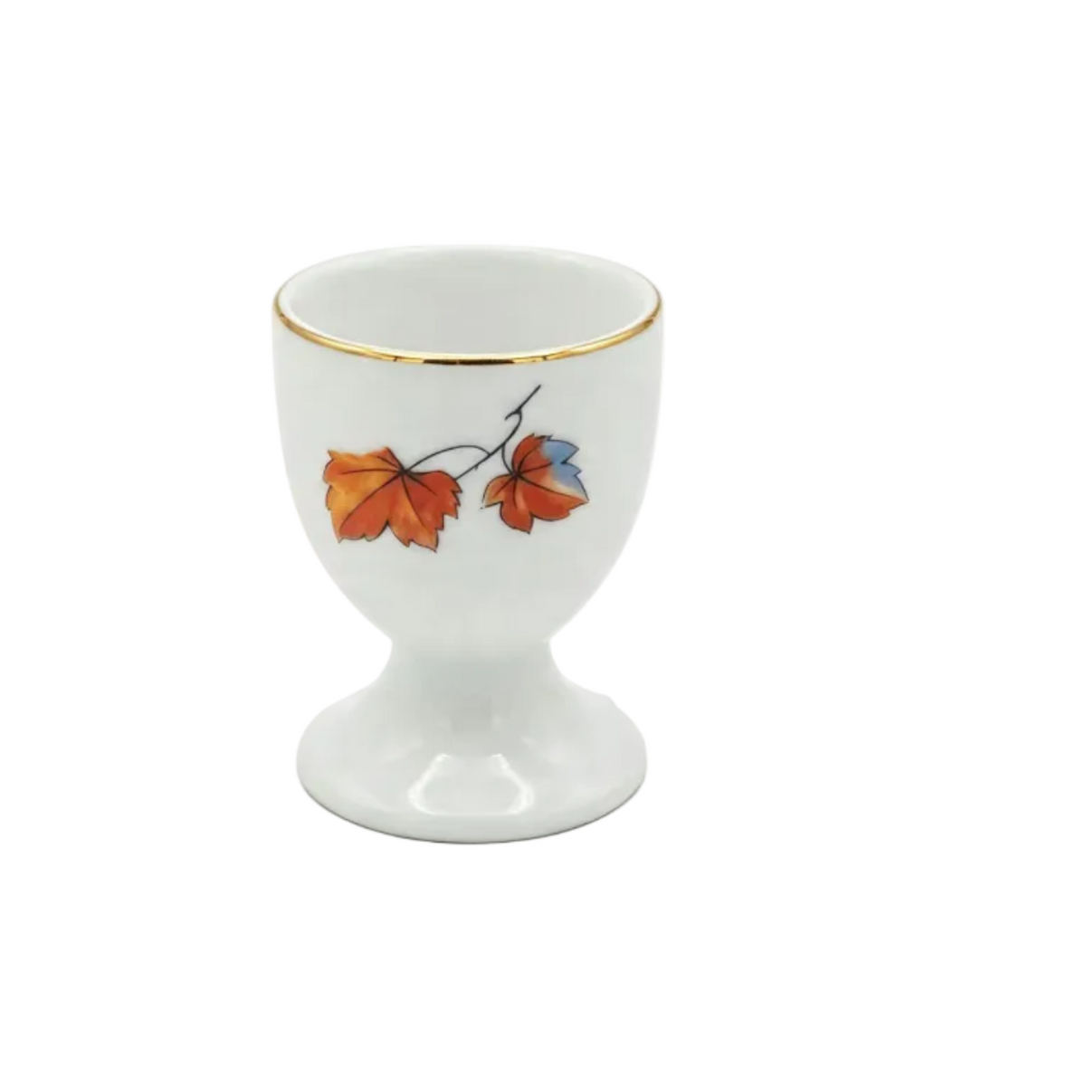 Vintage Porcelain Footed Egg Cup White Gold Trim Autumn