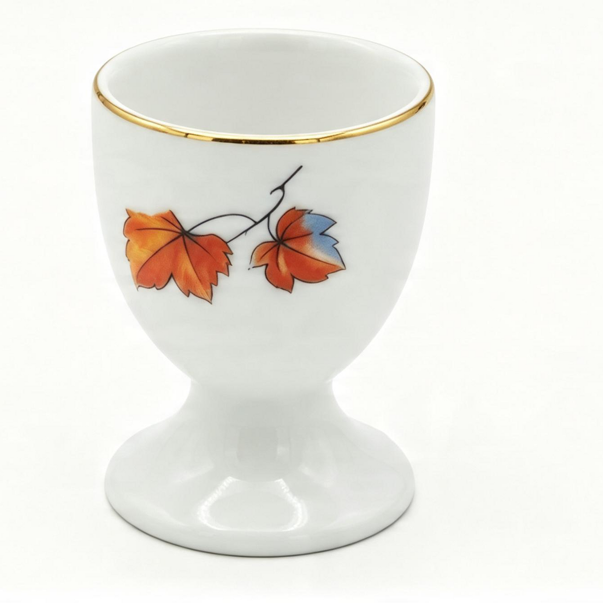 Vintage Porcelain Footed Egg Cup White Gold Trim Autumn