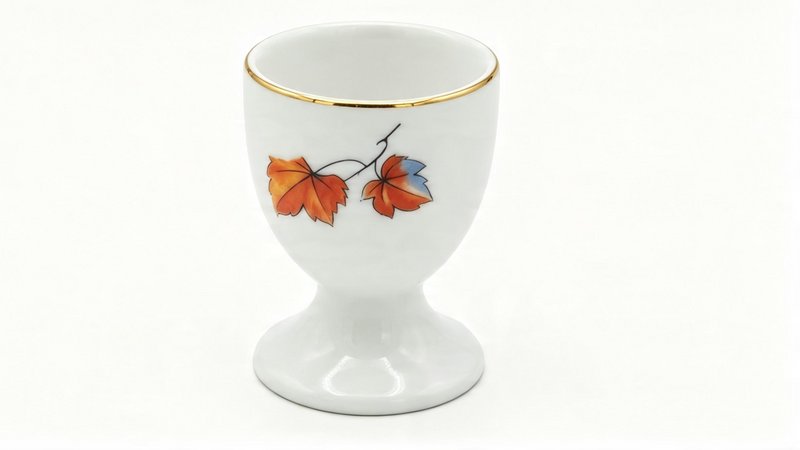 Vintage Porcelain Footed Egg Cup White Gold Trim Autumn
