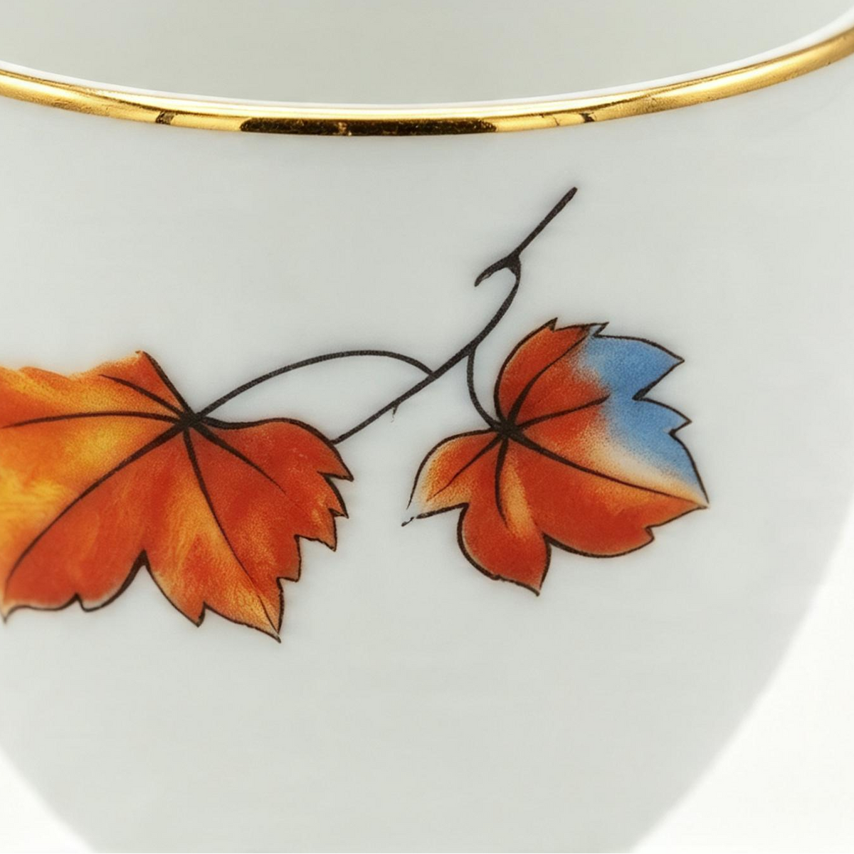 Vintage Porcelain Footed Egg Cup White Gold Trim Autumn