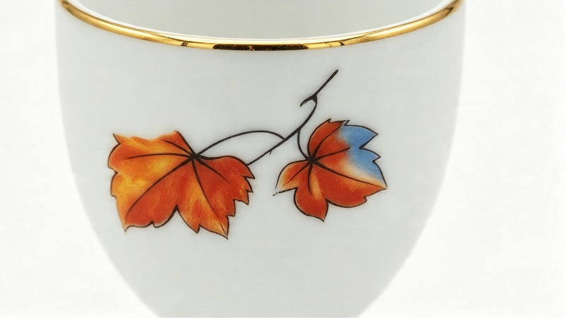 Vintage Porcelain Footed Egg Cup White Gold Trim Autumn