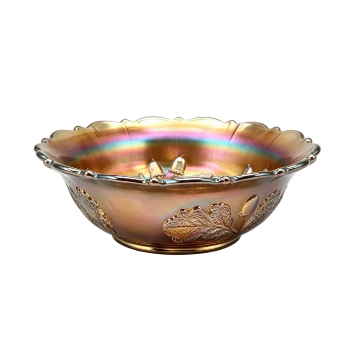 Antique Fenton Acorn Burrs Marigold Carnival Glass Bowl