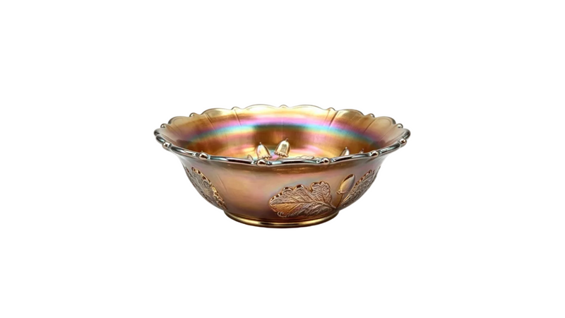 Antique Fenton Acorn Burrs Marigold Carnival Glass Bowl