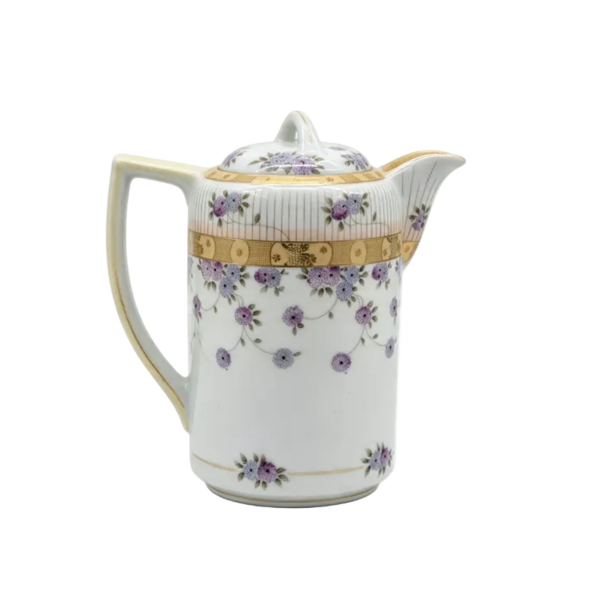 Antique Japanese Meiji Porcelain Chocolate Pot — Floral Gilt