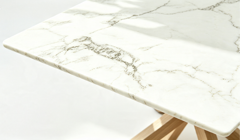 Luxury Calacatta Marble Dining Table – Oak Spider Base