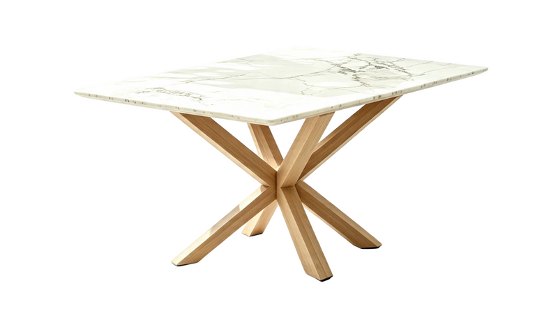 Luxury Calacatta Marble Dining Table – Oak Spider Base