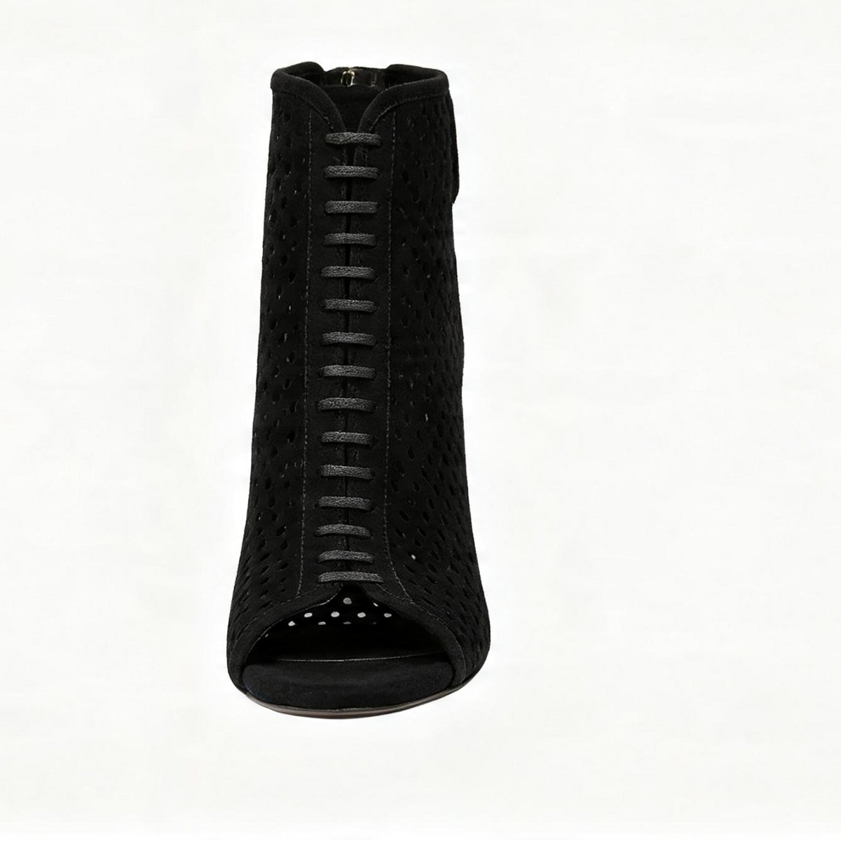 Louis Vuitton Black Suede Perforated Peep-Toe Stiletto