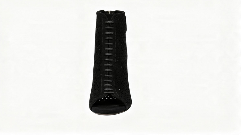 Louis Vuitton Black Suede Perforated Peep-Toe Stiletto