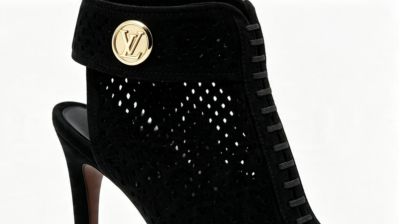 Louis Vuitton Black Suede Perforated Peep-Toe Stiletto