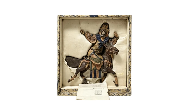 Antique Chinese Terracotta Warrior on Horseback — Qing