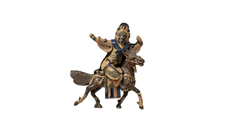 Antique Chinese Terracotta Warrior on Horseback — Qing