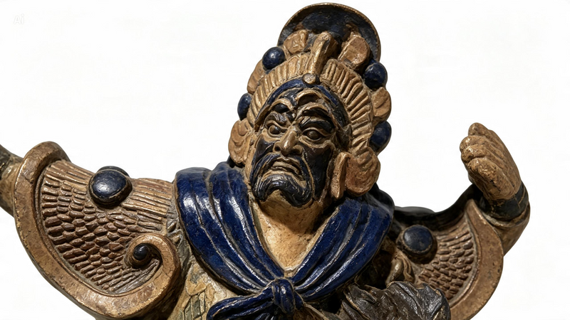 Antique Chinese Terracotta Warrior on Horseback — Qing
