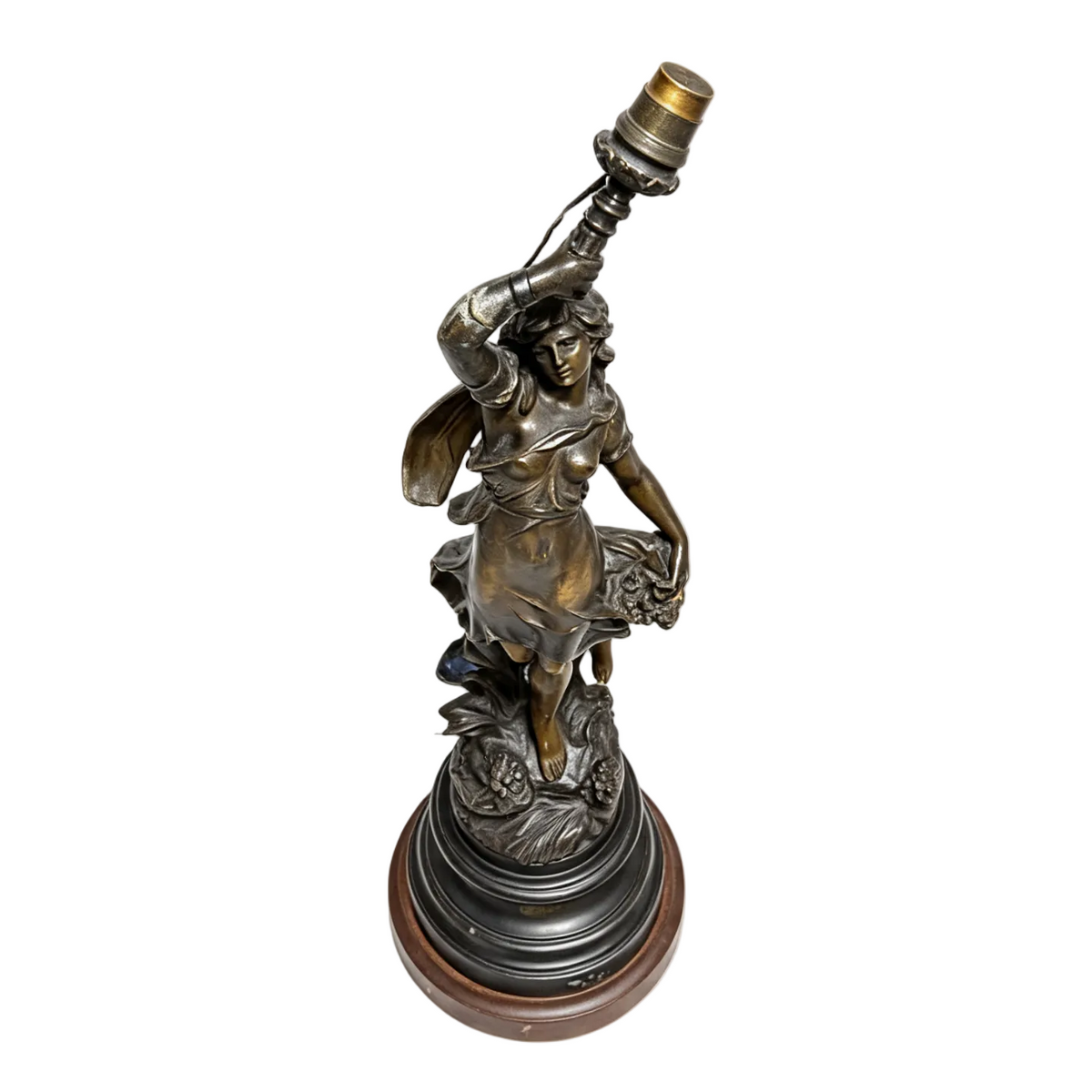 Antique Art Nouveau Lamp — Le Temps des Roses, Auguste Moreau