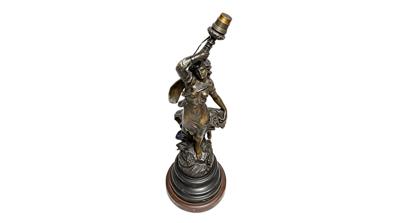 Antique Art Nouveau Lamp — Le Temps des Roses, Auguste Moreau