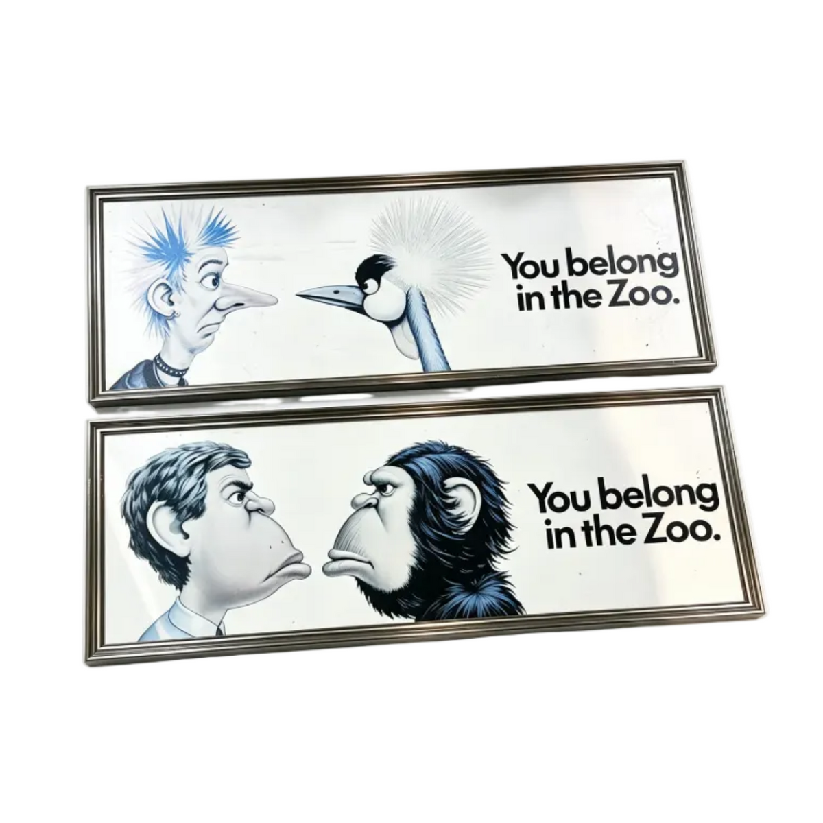 Pair Rare Vintage Melbourne Zoo Posters 'You Belong In The Zoo'