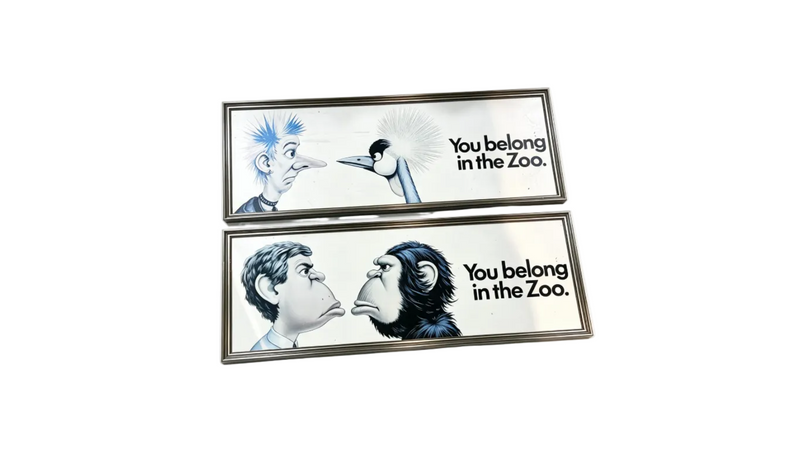 Pair Rare Vintage Melbourne Zoo Posters 'You Belong In The Zoo'